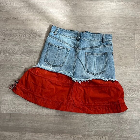 $495 Ben Taverniti unravel project woman Blue Denim Deconstructed Skirt Size 28 - Picture 6 of 8